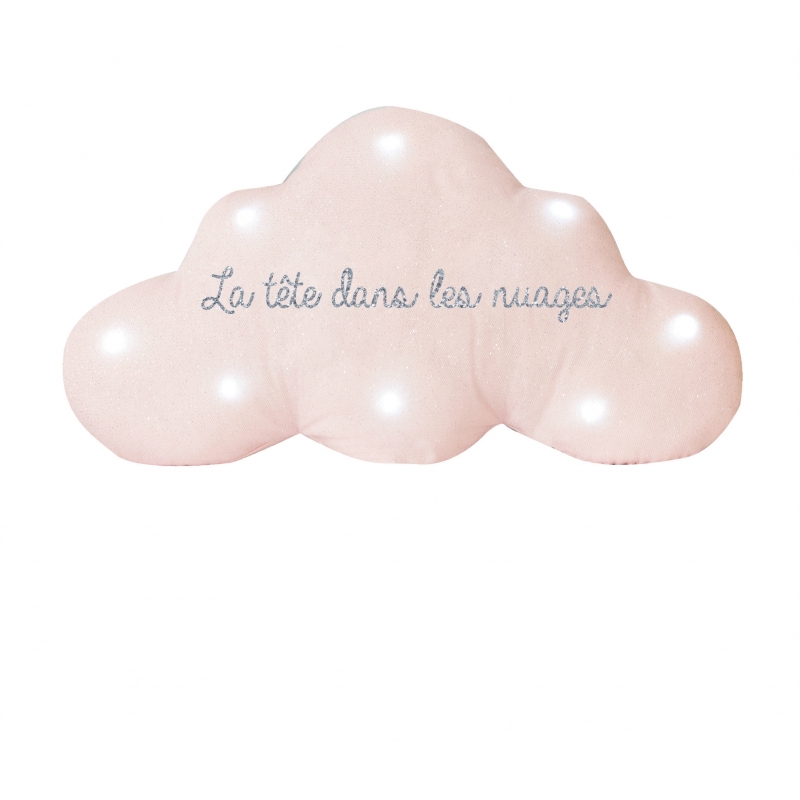 Veilleuse nuage personnalisable en lin paillettes blanches